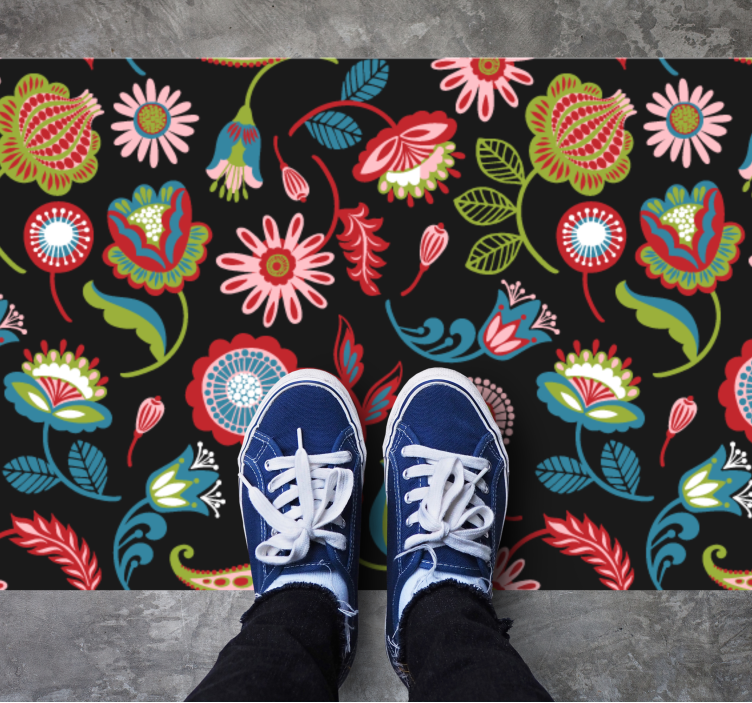 Bright Botanical Inspiration floral vinyl rug - TenStickers