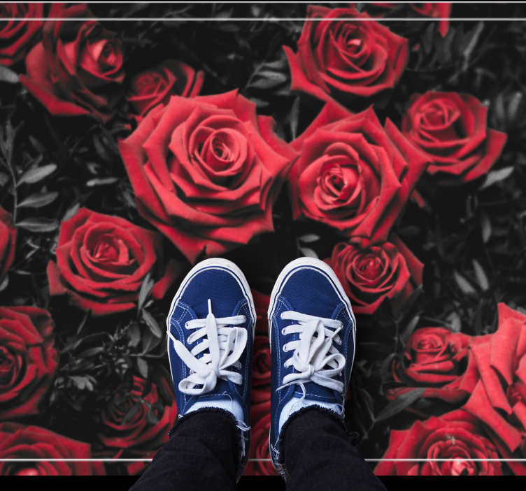 Realistic red roses design floral vinyl rug - TenStickers