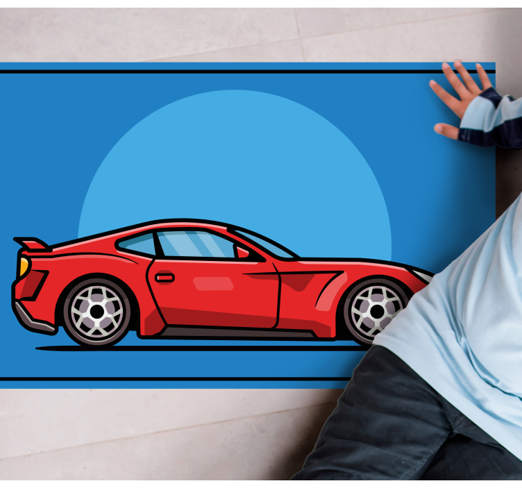 Red Sports Car teen vinyl rug - TenStickers