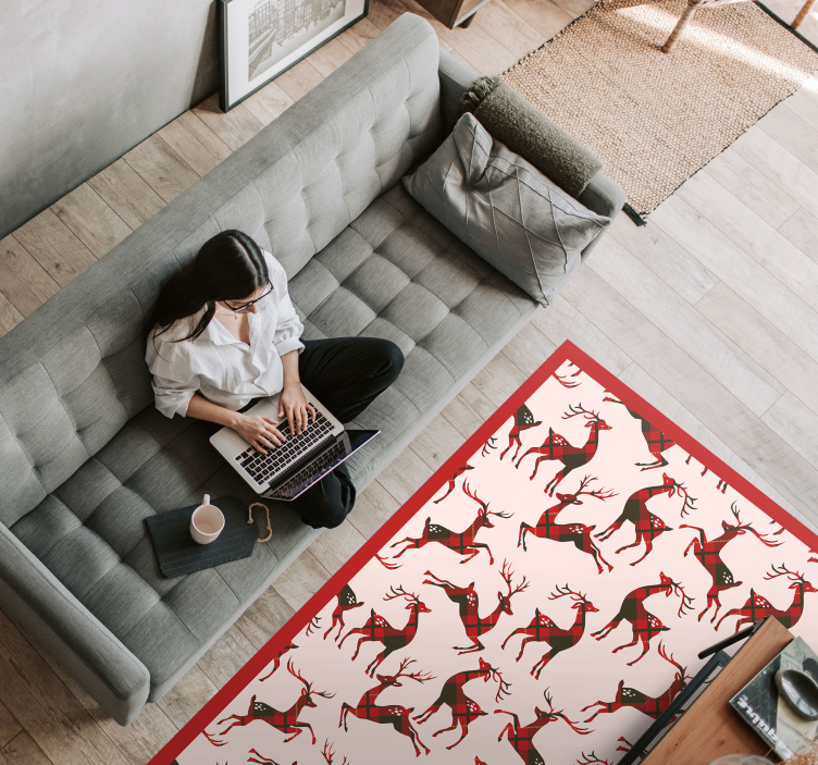 Reindeer red pattern Christmas vinyl rug - TenStickers