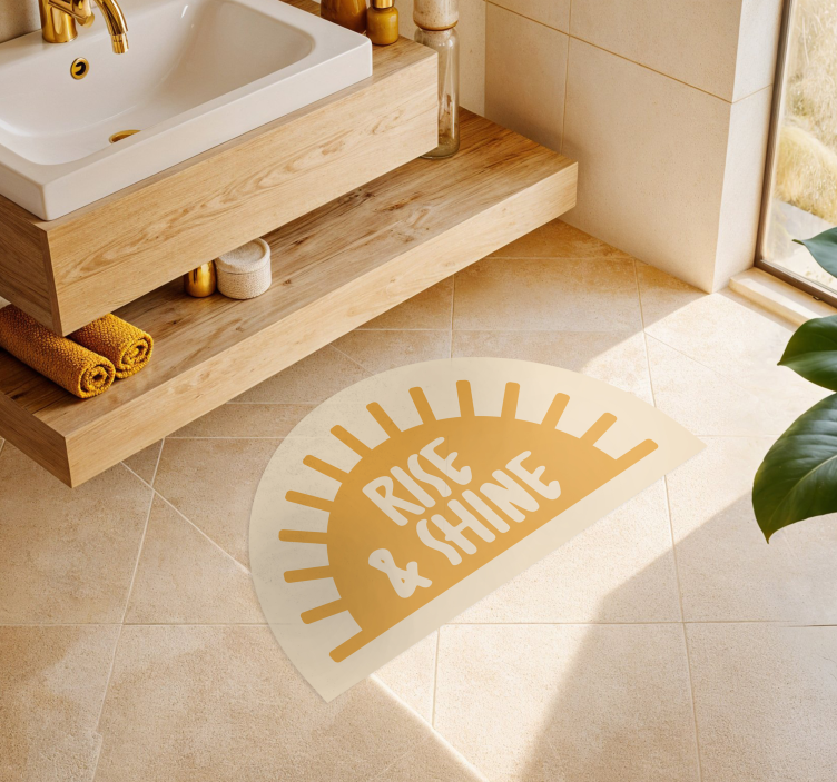"Rise and shine" text bathroom vinyl rug - TenStickers