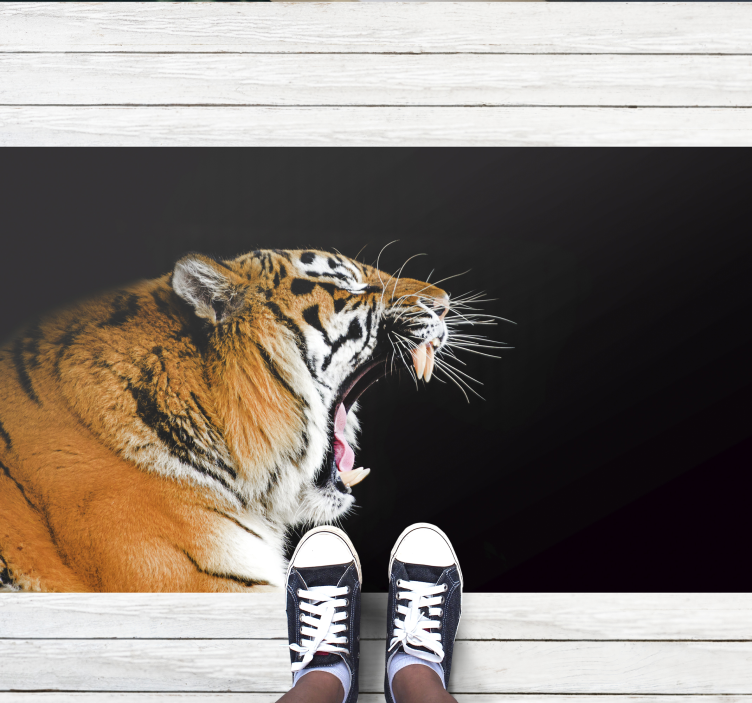 Roaring tiger face animal vinyl rug - TenStickers