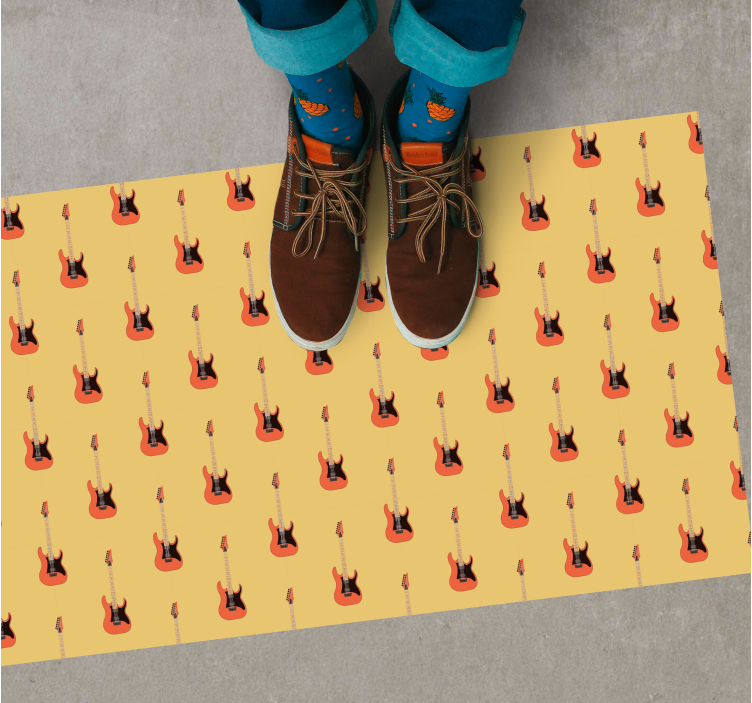 Rocking Guitar Pattern teen vinyl rug - TenStickers