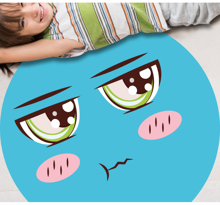Sad Cartoon Face circular vinyl rug - TenStickers
