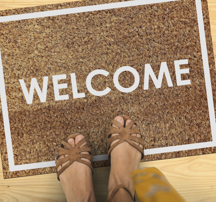 Welcome on coir effect custom rug - TenStickers