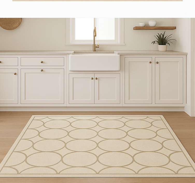 Sandy beige pattern kitchen vinyl rug - TenStickers