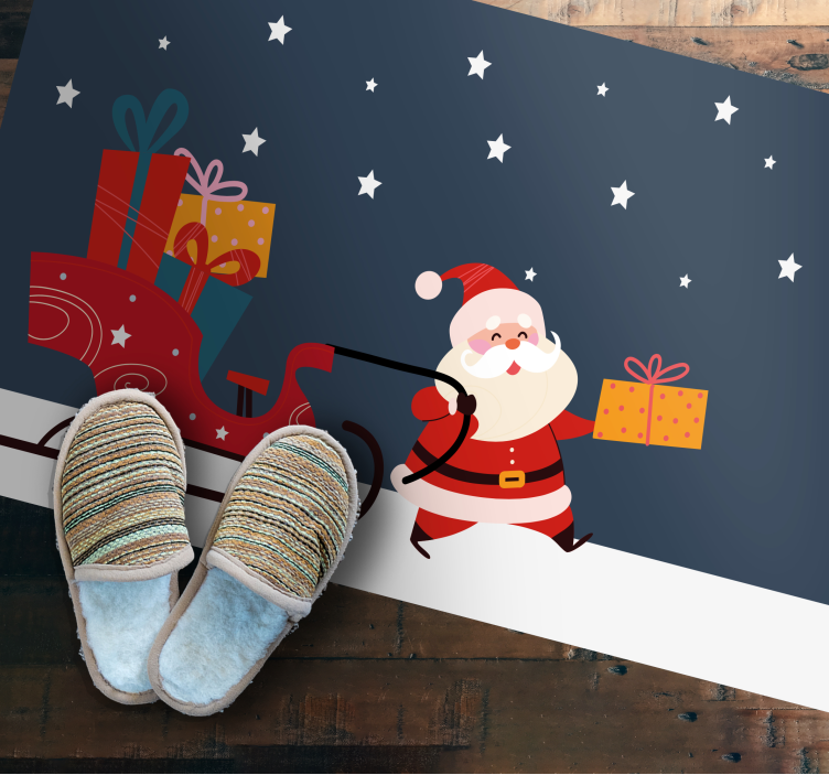 Santa's Cheerful sleigh Christmas vinyl rug - TenStickers