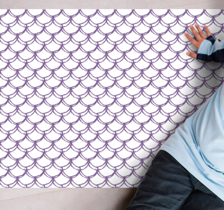 Scalloped purple pattern bathroom vinyl rug - TenStickers