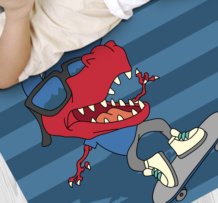 Skateboarding Dinosaur kids vinyl rug - TenStickers