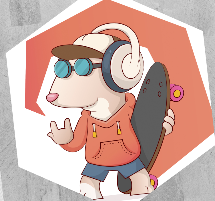 Skater Mouse Illustration kids vinyl rug - TenStickers