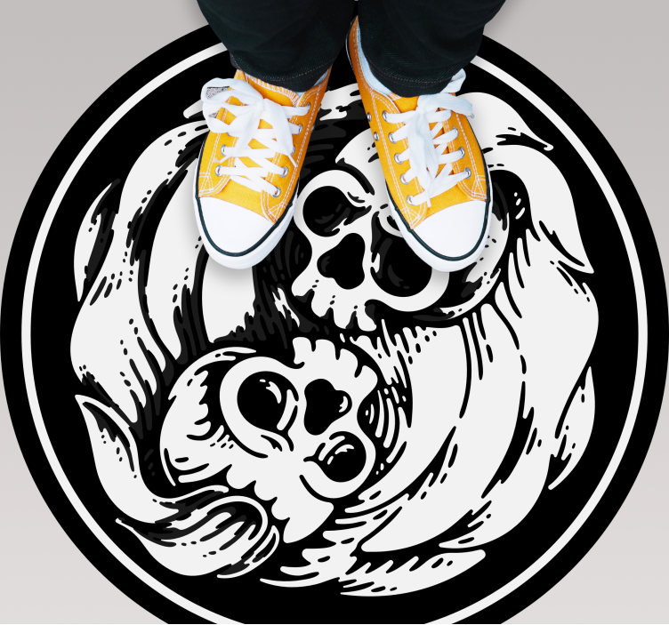 Skull waves halloween vinyl rug - TenStickers