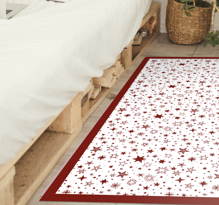 Red starry night star vinyl rug - TenStickers