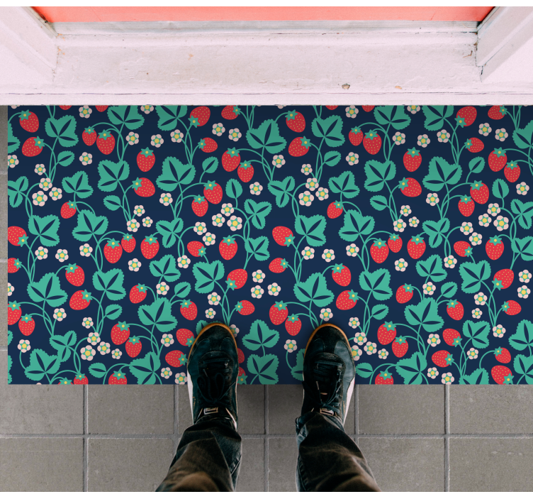 Strawberry Blossom Inspiration floral vinyl rug - TenStickers