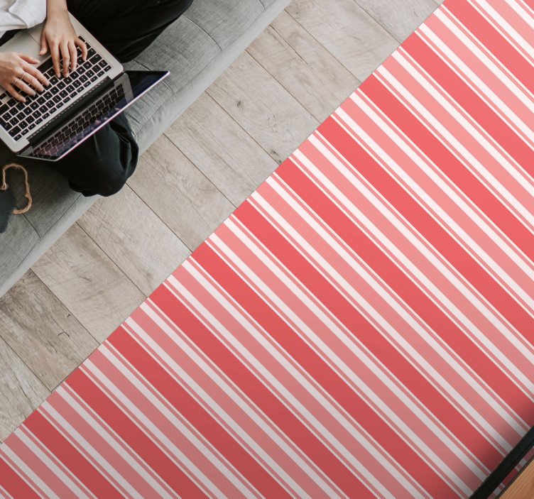 Striped Pink Harmony striped vinyl rug - TenStickers