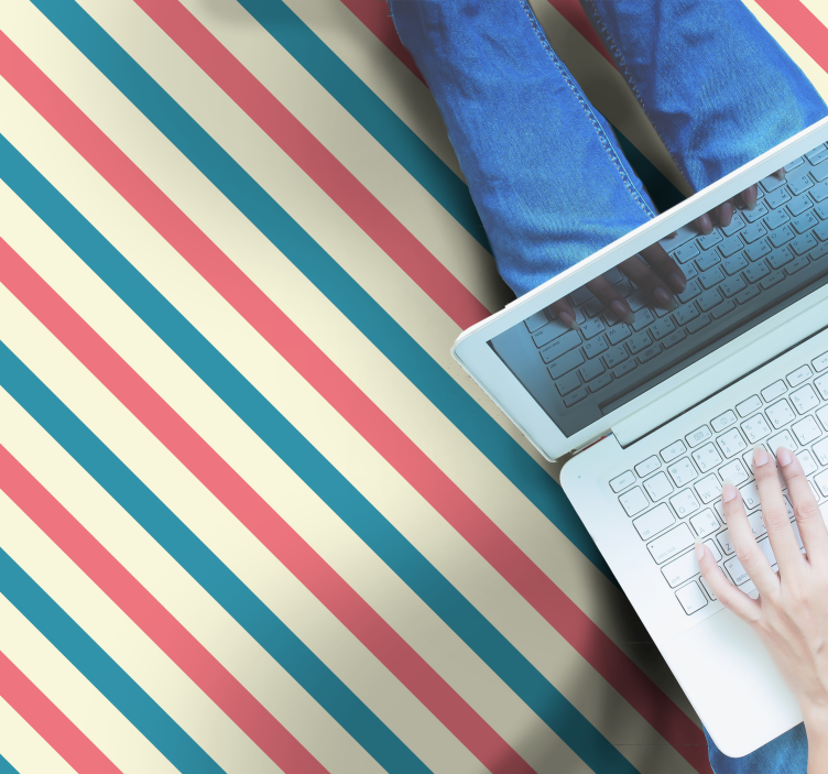 Striped vinyl rug in striped color palette - TenStickers