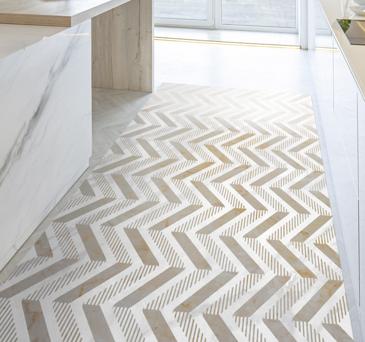 Stylish chevron kitchen vinyl rug - TenStickers