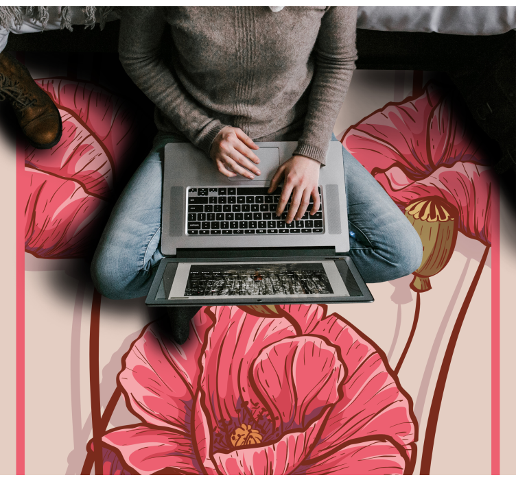 Stylish floral design floral vinyl rug - TenStickers