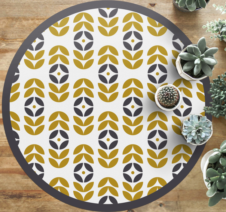 Stylish Leaf Pattern circular vinyl rug - TenStickers