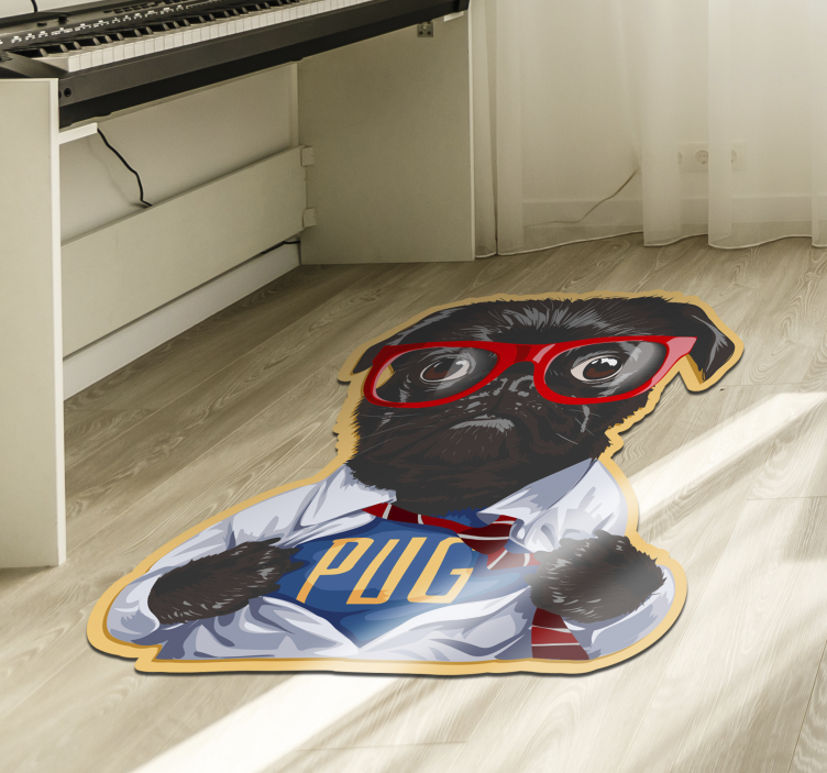 Stylish Pug Illustration animal vinyl rug - TenStickers