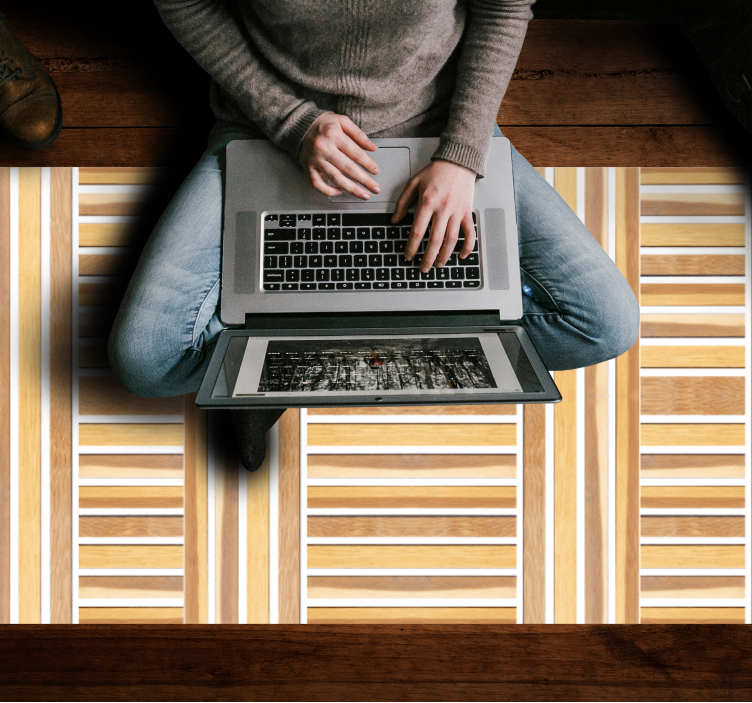 Stylish Wooden striped vinyl rug - TenStickers