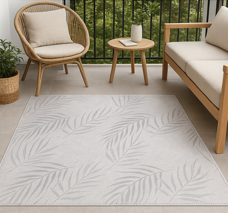 Subtle palm fronds outdoor vinyl rug - TenStickers
