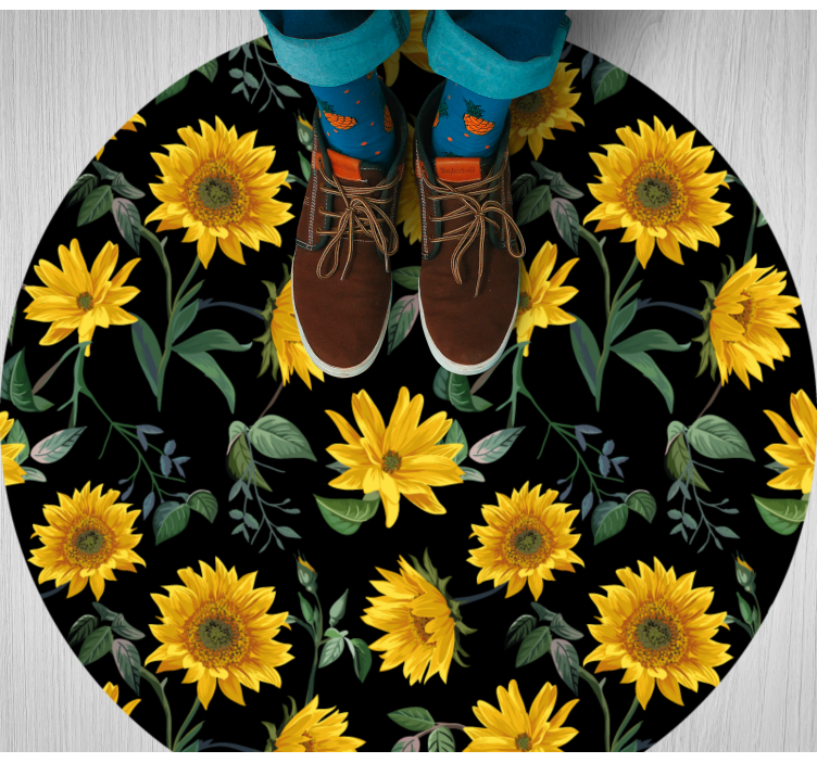 Sunflower Botanical Concept floral vinyl rug - TenStickers