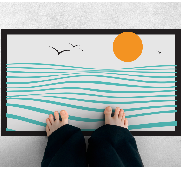 Sunset waves modern vinyl rug - TenStickers