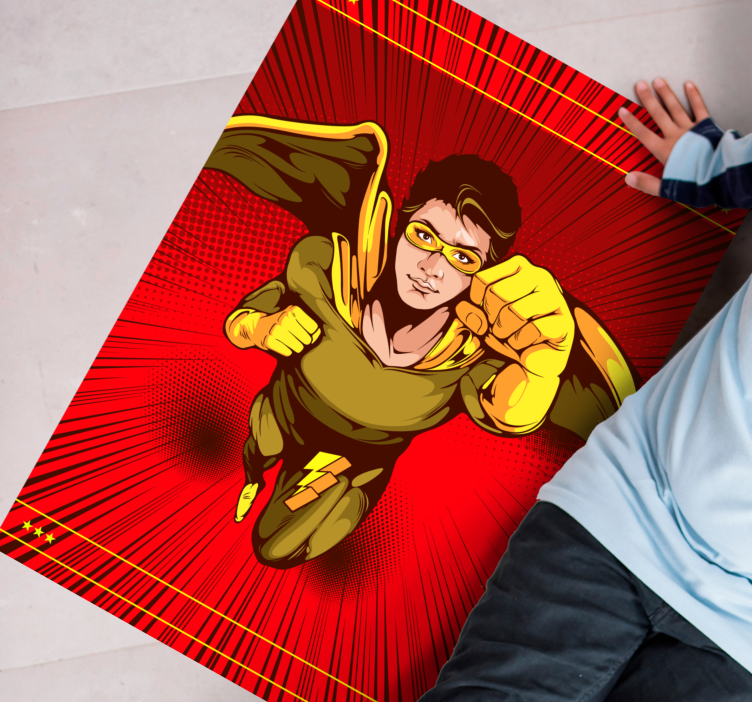 Superhero Action Pose kids vinyl rug - TenStickers