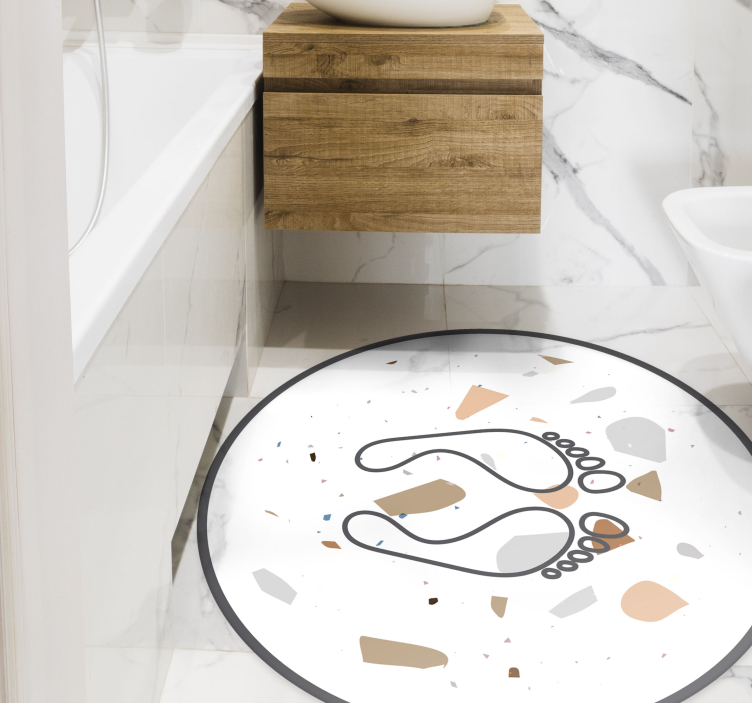 terrazzo footprints bathroom flooring - TenStickers