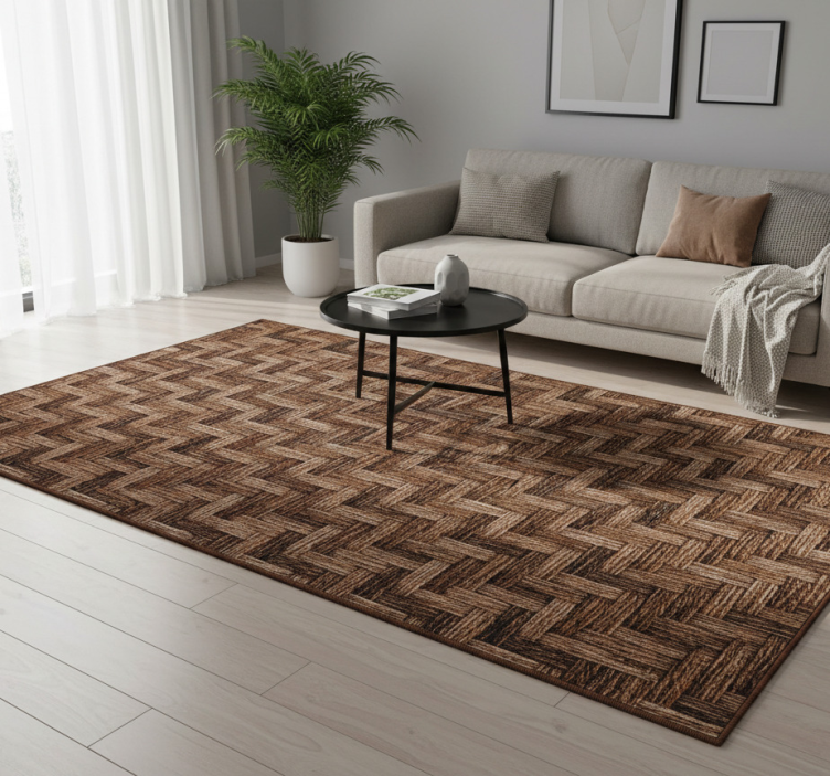 Textured vinyl rug in brown fabric effect - TenStickers