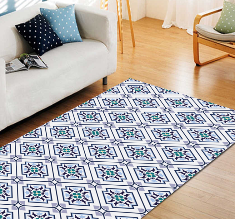 Tiled medallion design living room vinyl rug - TenStickers