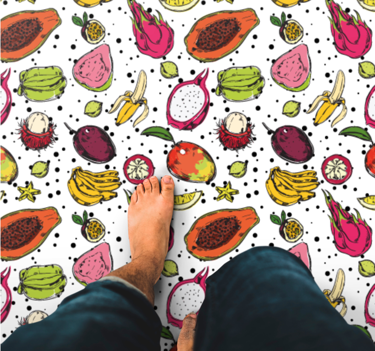 TROPICAL FRUIT PATTERN floral vinyl rug - TenStickers