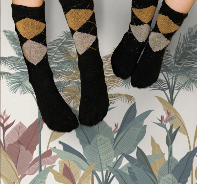 Tropical Plant Palette nature vinyl rug - TenStickers