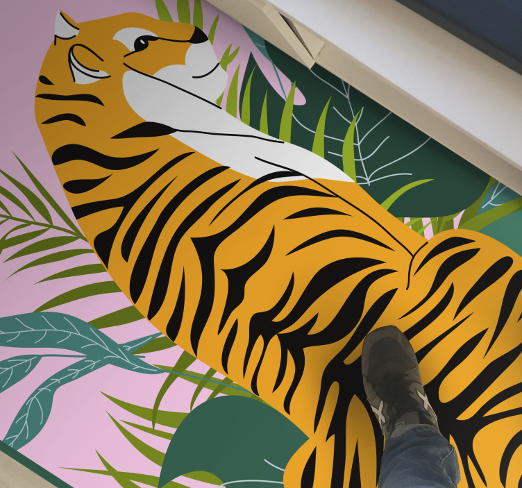 Tropical tiger scene animal vinyl rug - TenStickers