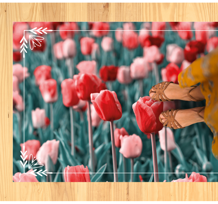 Tulip Field Scene floral vinyl rug - TenStickers