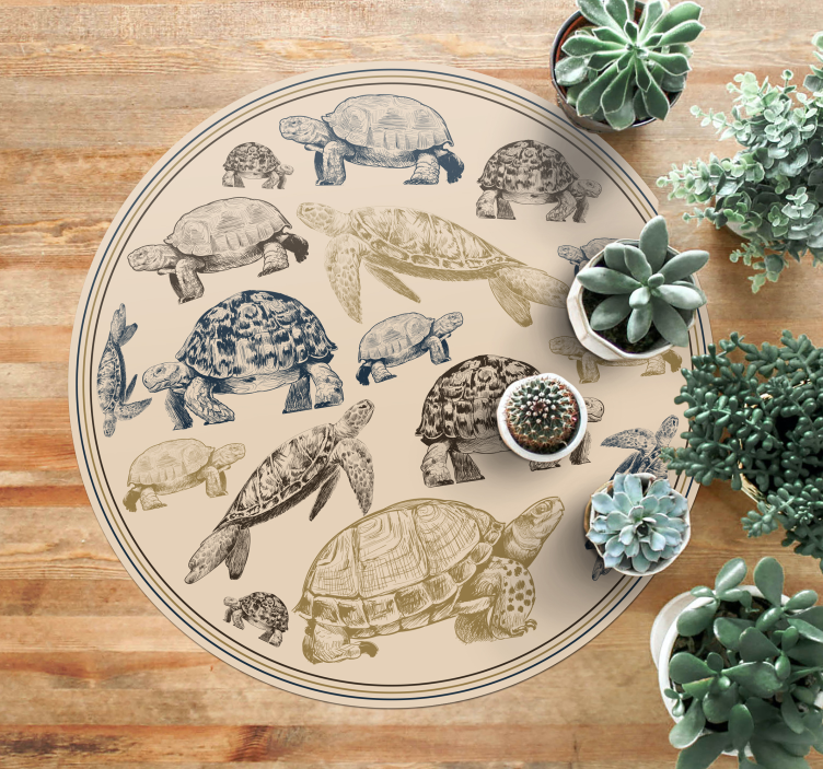 Turtle Illustrations animal vinyl rug - TenStickers