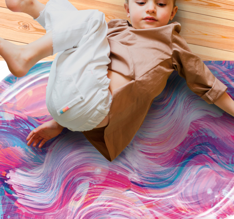Vibrant Abstract Curves kids vinyl rug - TenStickers