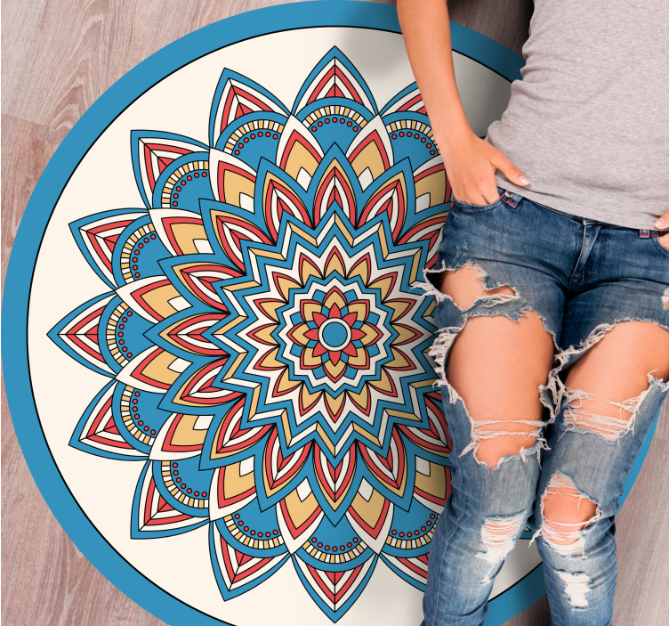 Vibrant Botanical Arrangement mandala vinyl rug - TenStickers