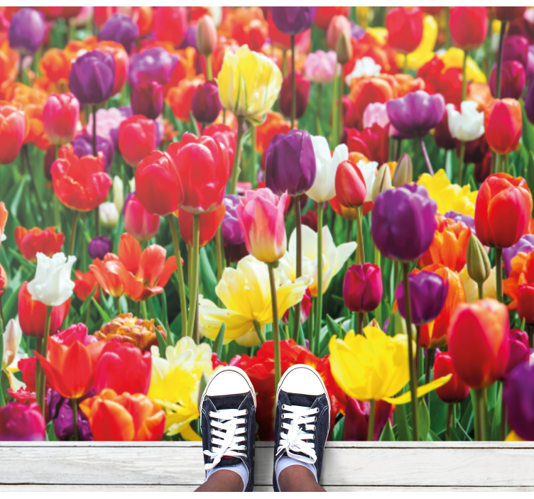Vibrant Tulip Arrangement floral vinyl rug - TenStickers