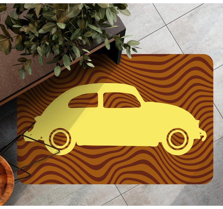 Vintage Car Silhouette road vinyl rug - TenStickers