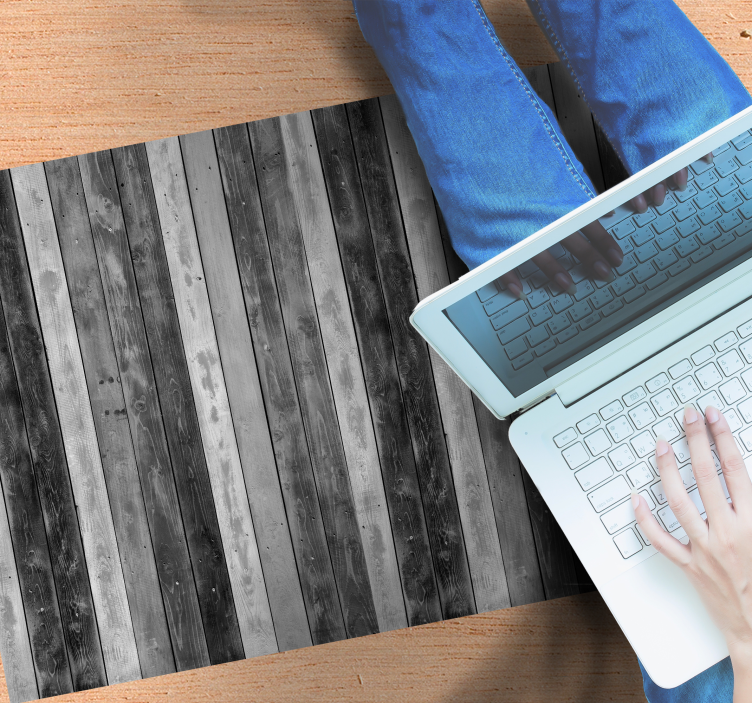 Warm grey look wood effect vinyl rug - TenStickers