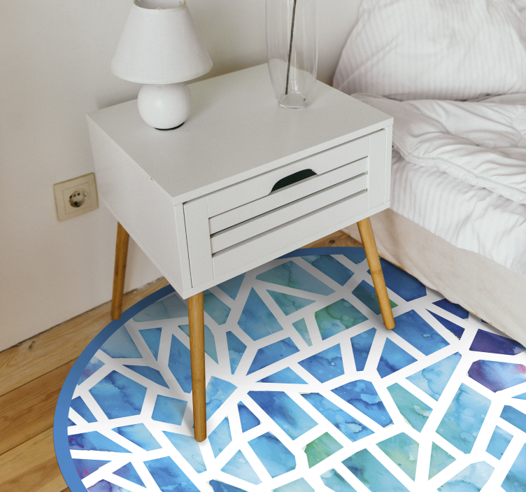 Watercolor Mosaic blue vinyl rug - TenStickers