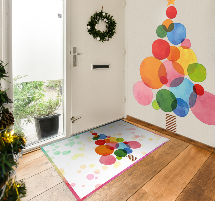 watercolor spruce Christmas rug - TenStickers