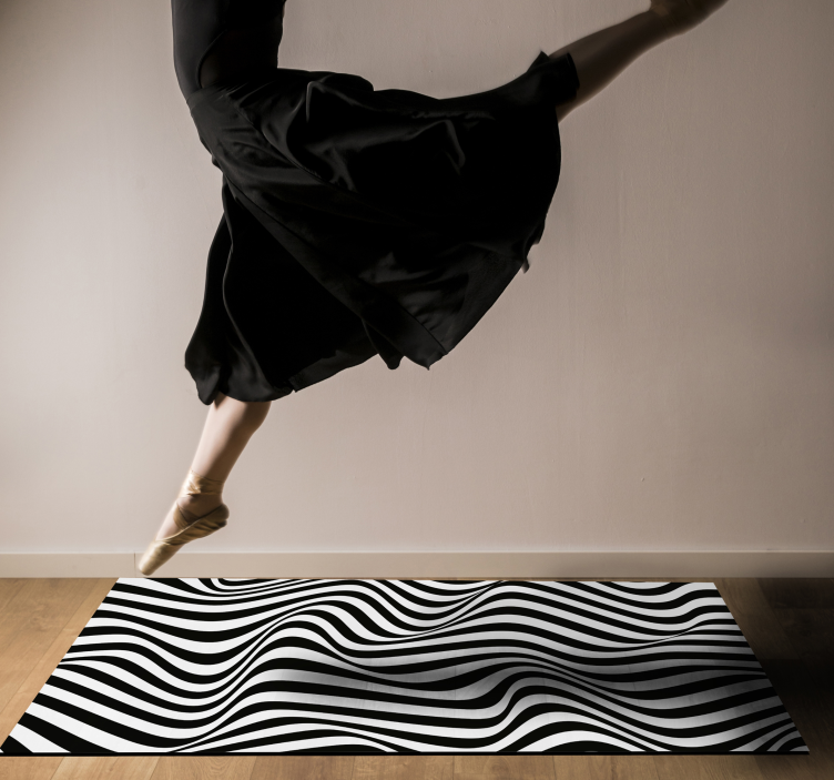 Wavy Contrast Pattern striped vinyl rug - TenStickers