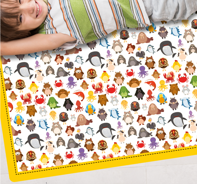 Wild Animals in Colors kids vinyl rug - TenStickers