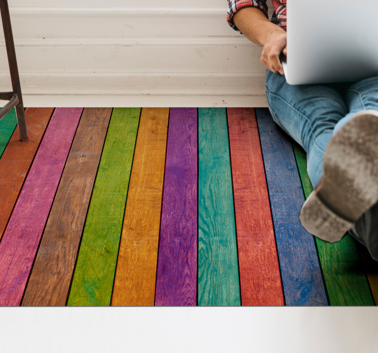 Wooden multicolor pattern wood flooring - TenStickers