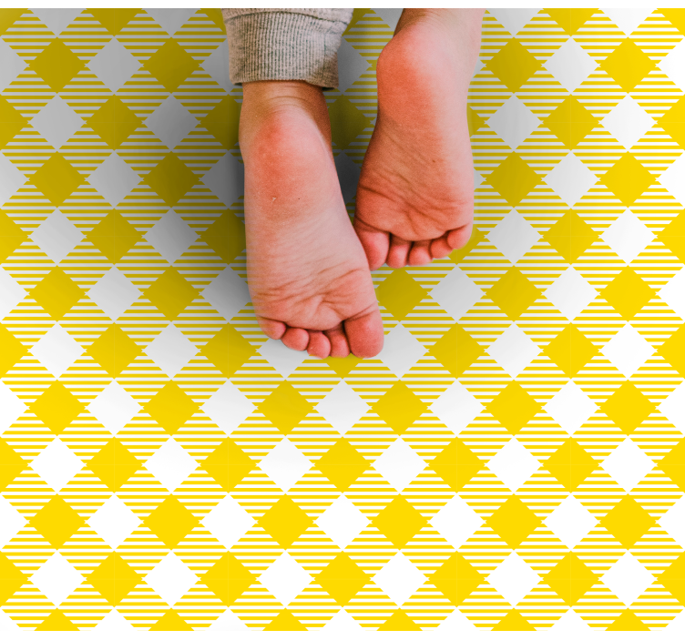 Yellow Diamond Pattern striped vinyl rug - TenStickers