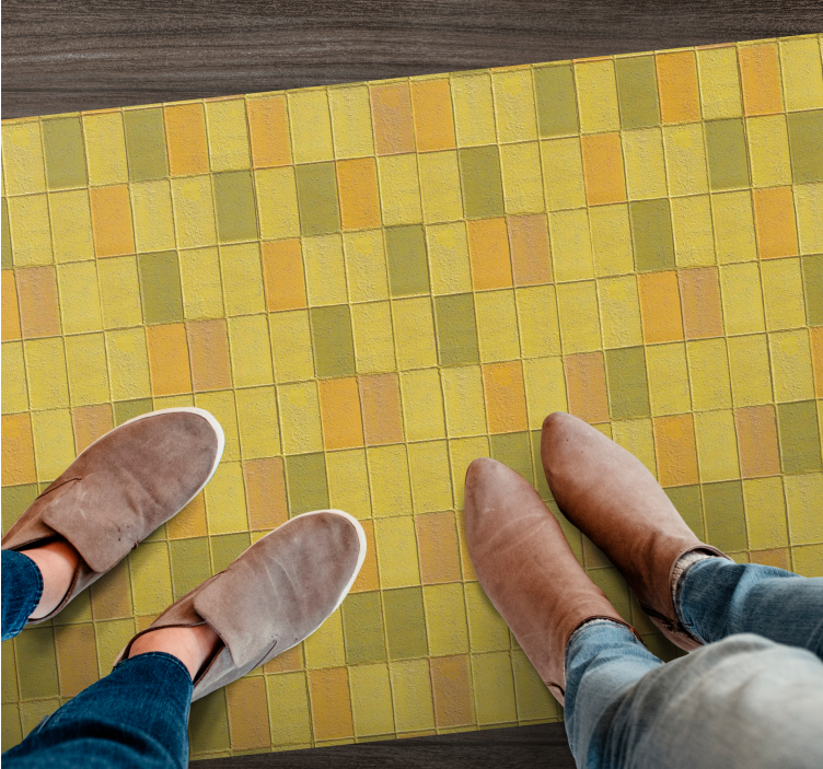 Yellow Mosaic Arrangement tile vinyl rug - TenStickers