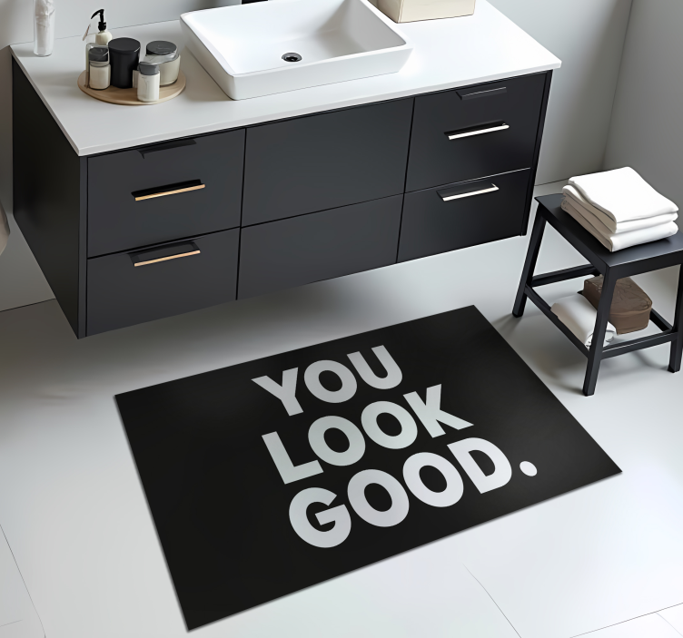"You look good" text bathroom vinyl rug - TenStickers