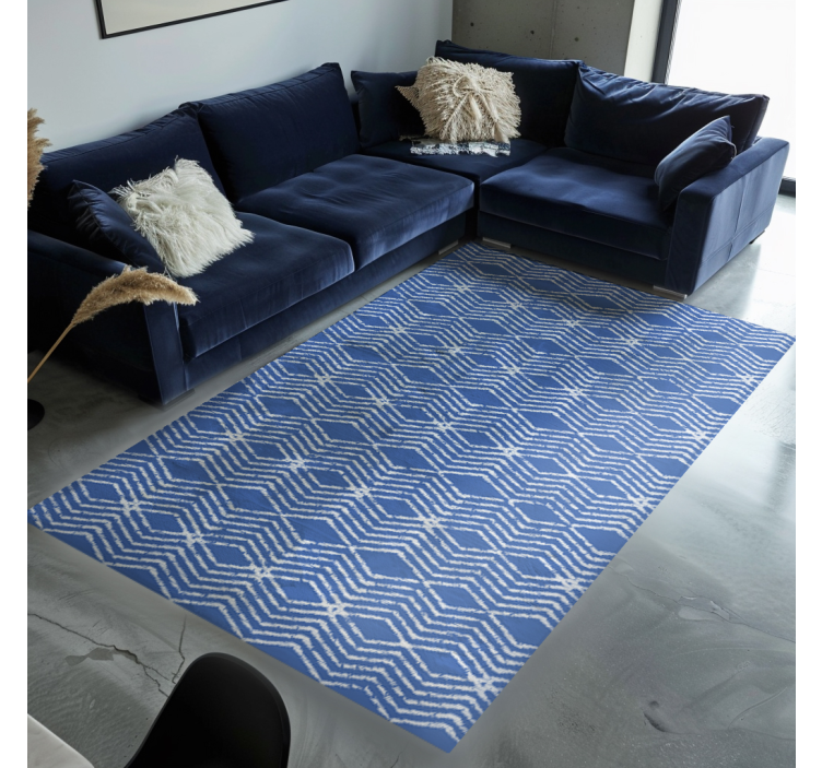 Zig Zag pattern blue vinyl rug - TenStickers